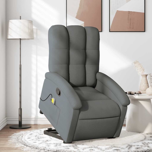 Fauteuil de massage inclinable en tissu gris foncé VidaXL