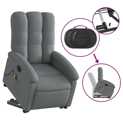 Fauteuil de massage inclinable en tissu gris foncé VidaXL