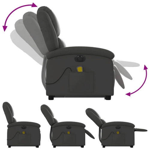 Fauteuil de massage inclinable électrique en cuir véritable gris de vidaXL