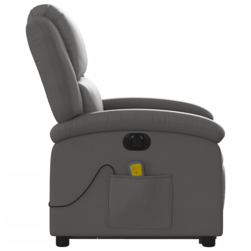 Fauteuil de massage inclinable électrique en cuir véritable gris de vidaXL