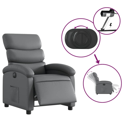 Fauteuil inclinable électrique en similicuir gris vidaXL