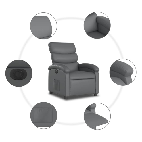 Fauteuil inclinable électrique en similicuir gris vidaXL