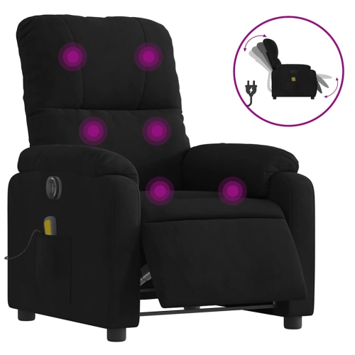 Fauteuil de massage inclinable électrique en microfibre noire de vidaXL