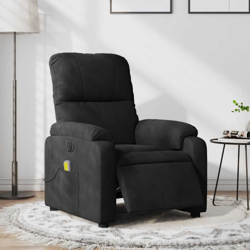 Fauteuil de massage inclinable électrique en microfibre noire de vidaXL