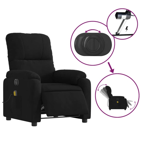 Fauteuil de massage inclinable électrique en microfibre noire de vidaXL