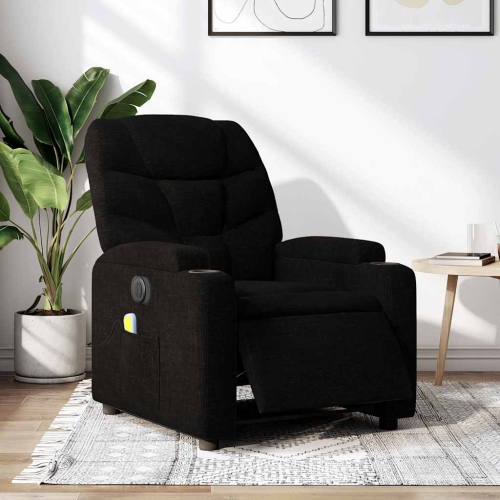 Fauteuil de massage inclinable électrique en tissu noir de vidaXL