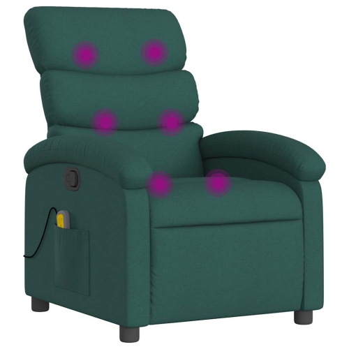 VIDAXL  Massage Recliner Chair Dark Fabric In Green