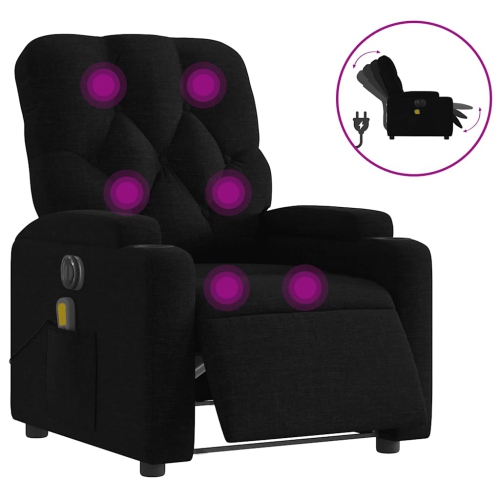 Fauteuil de massage inclinable électrique en tissu noir de vidaXL