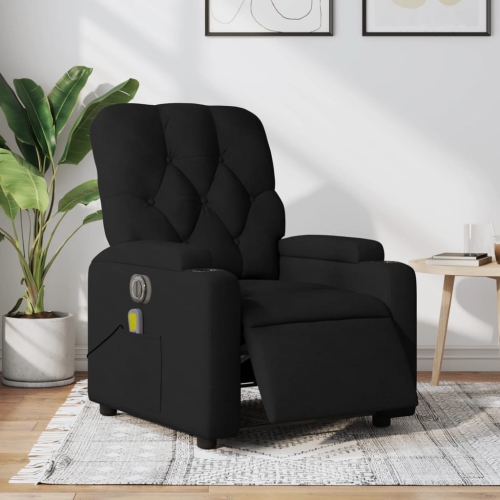 Fauteuil de massage inclinable électrique en tissu noir de vidaXL