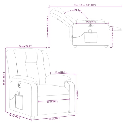 vidaXL Electric Massage Recliner Chair Cream Fabric