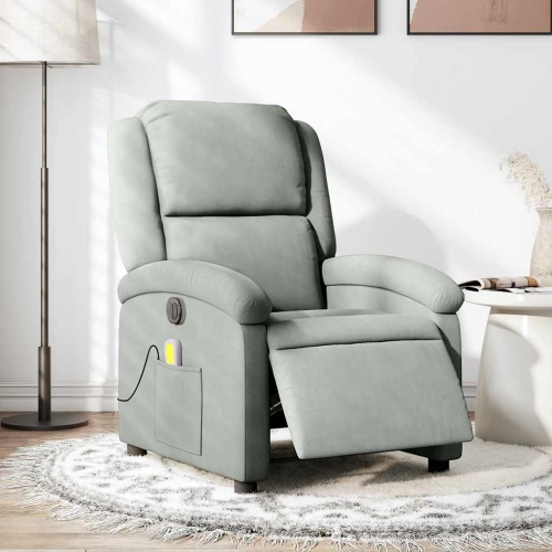Fauteuil de massage inclinable électrique vidaXL velours gris pâle