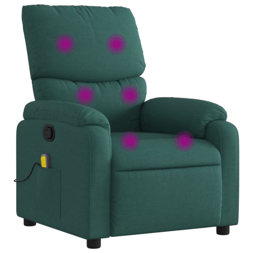 Fauteuil de massage inclinable en tissu vert foncé vidaXL