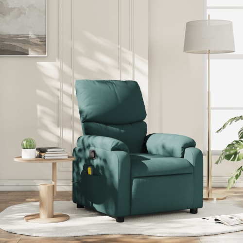 Fauteuil de massage inclinable en tissu vert foncé vidaXL