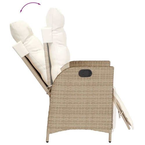 Ensemble bistro de 3 pièces avec coussins en rotin de polyester beige vidaXL