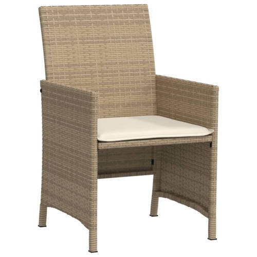 vidaXL 3 Piece Bistro Set with Cushions Beige Poly Rattan