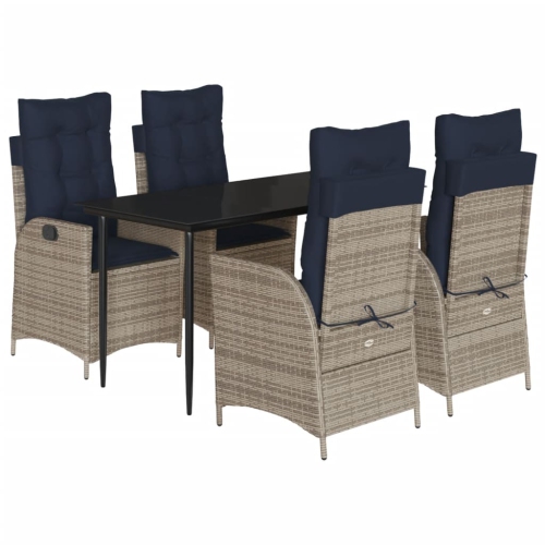 VIDAXL  5 Piece Garden Dining Set With Cushions Poly Rattan In Grey