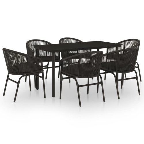 VIDAXL  7 Piece Garden Dining Set In Black