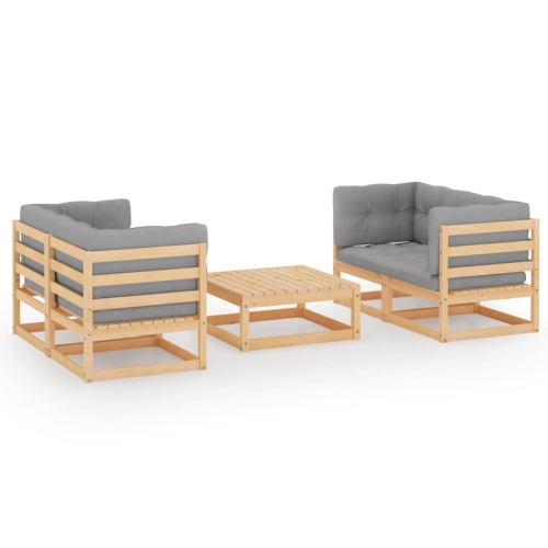 VIDAXL  5 Piece Garden Lounge Set With Cushions Solid Wood Pine