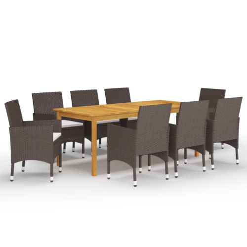 Image 1 of 10.. vidaXL 9 Piece Garden Dining Set Brown