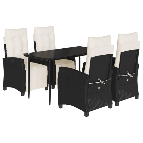 VIDAXL  5 Piece Garden Dining Set With Cushions Poly Rattan In Black