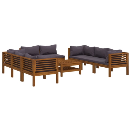 Image 1 de 10.. Ensemble de salon de jardin de 9 pièces avec coussin en bois d'acacia massif vidaXL