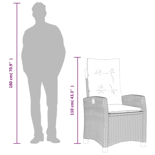 Ensemble de salle à manger de jardin de 9 pièces avec coussins en rotin de polyester noir vidaXL