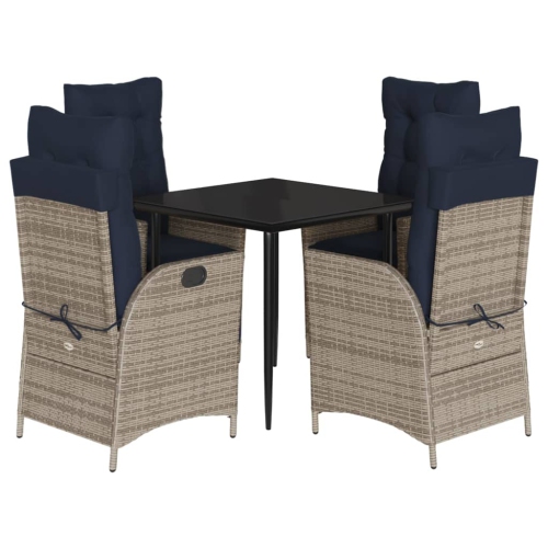 VIDAXL  5 Piece Garden Dining Set With Cushions Poly Rattan In Grey