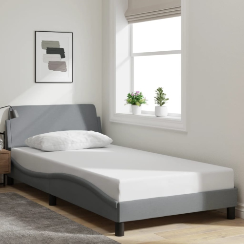 vidaXL Bed Frame "Dover" Light Grey 100x190 cm Fabric