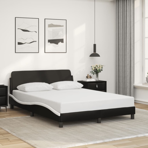 Cadre de lit vidaXL « Dover » en similicuir 190 cm noir et blanc 137 po
