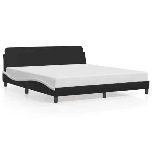Cadre de lit vidaXL «&nbsp;Dover&nbsp;» en similicuir 213&nbsp;cm noir et blanc 183&nbsp;po