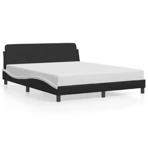 VIDAXL  Bed Frame "dover" Black And 152X203 Cm Faux Leather In White
