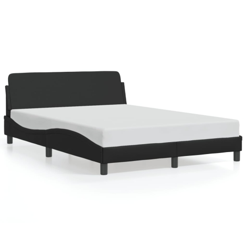 Image 1 of 7.. vidaXL Bed Frame "Dover" Black 137x190 cm Faux Leather