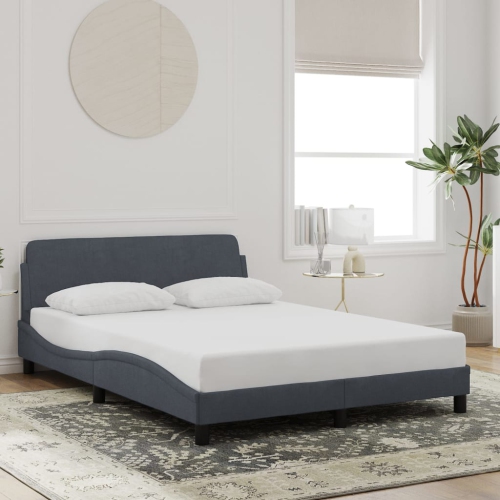 vidaXL Bed Frame "Dover" Dark Grey 137x190 cm Velvet