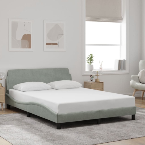vidaXL Bed Frame "Dover" Light Grey 137x190 cm Velvet