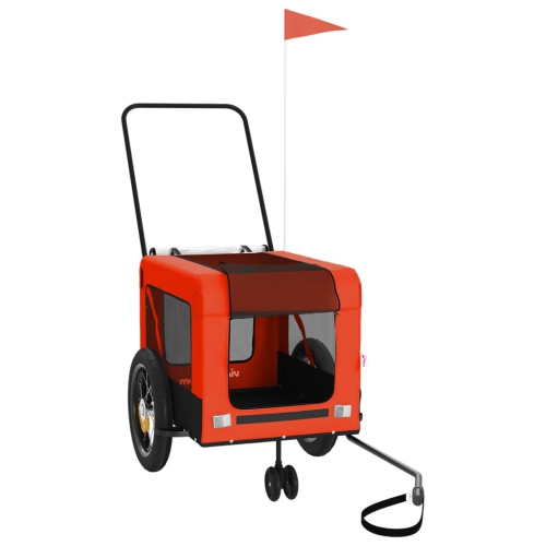 Image 1 of 10.. vidaXL Pet Bike Trailer Orange and Black Oxford Fabric and Iron