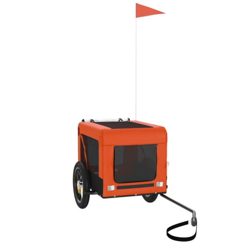 Image 1 de 10.. Remorque de vélo pour animal de compagnie en tissu et fer noir Oxford de vidaXL, orange et noir