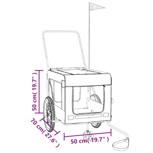 vidaXL Pet Bike Trailer Grey and Black Oxford Fabric and Iron