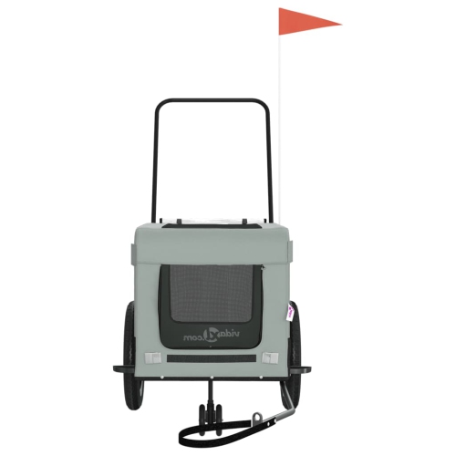 Remorque de vélo pour animaux de compagnie en tissu et fer gris et noir Oxford