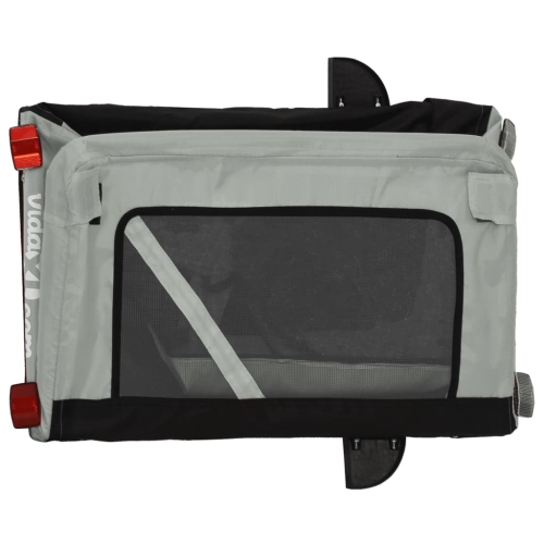 Remorque de vélo pour animaux de compagnie en tissu et fer gris et noir Oxford