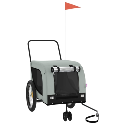 VIDAXL  Pet Bike Trailer Grey And Oxford Fabric And Iron In Black