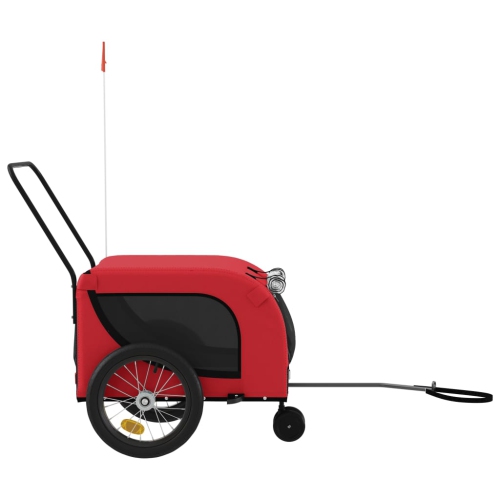 Remorque de vélo pour animaux de compagnie en tissu et fer rouge et noir Oxford