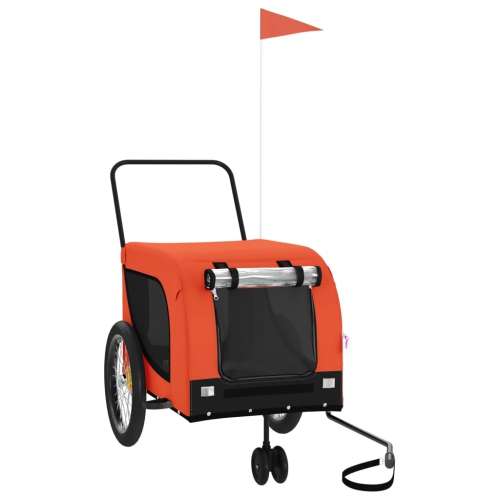 Image 1 of 9.. vidaXL Pet Bike Trailer Orange and Black Oxford Fabric and Iron