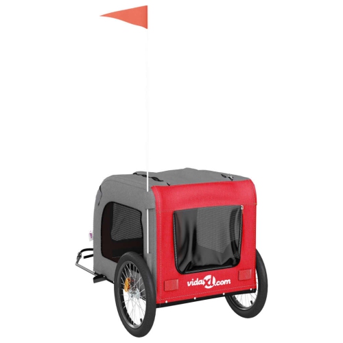 Remorque de vélo pour animaux de compagnie en tissu et fer rouge et gris Oxford