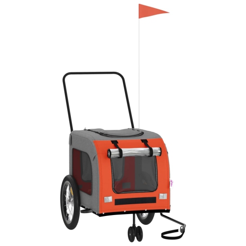 Image 1 of 10.. vidaXL Pet Bike Trailer Orange and Grey Oxford Fabric and Iron