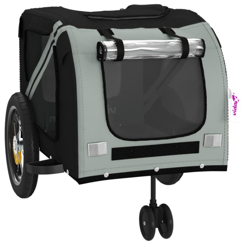 vidaXL Pet Bike Trailer Grey and Black Oxford Fabric and Iron