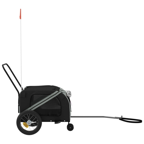 vidaXL Pet Bike Trailer Grey and Black Oxford Fabric and Iron
