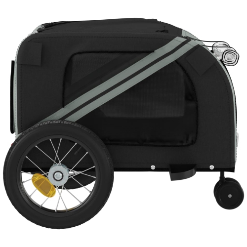 vidaXL Pet Bike Trailer Grey and Black Oxford Fabric and Iron