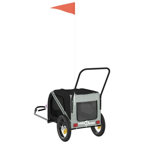 vidaXL Pet Bike Trailer Grey and Black Oxford Fabric and Iron