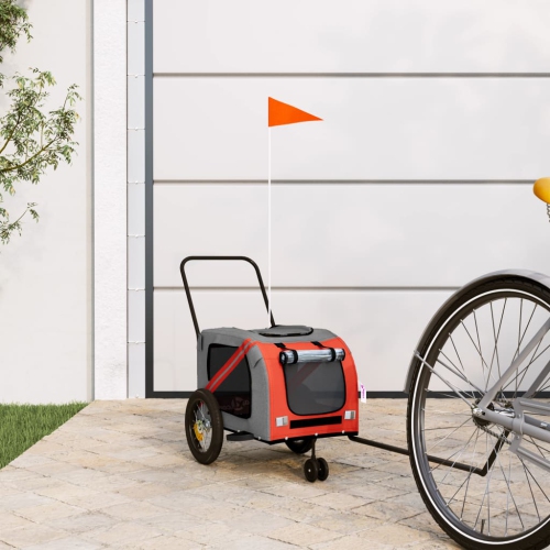 vidaXL Pet Bike Trailer Orange and Black Oxford Fabric and Iron