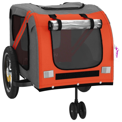 vidaXL Pet Bike Trailer Orange and Black Oxford Fabric and Iron